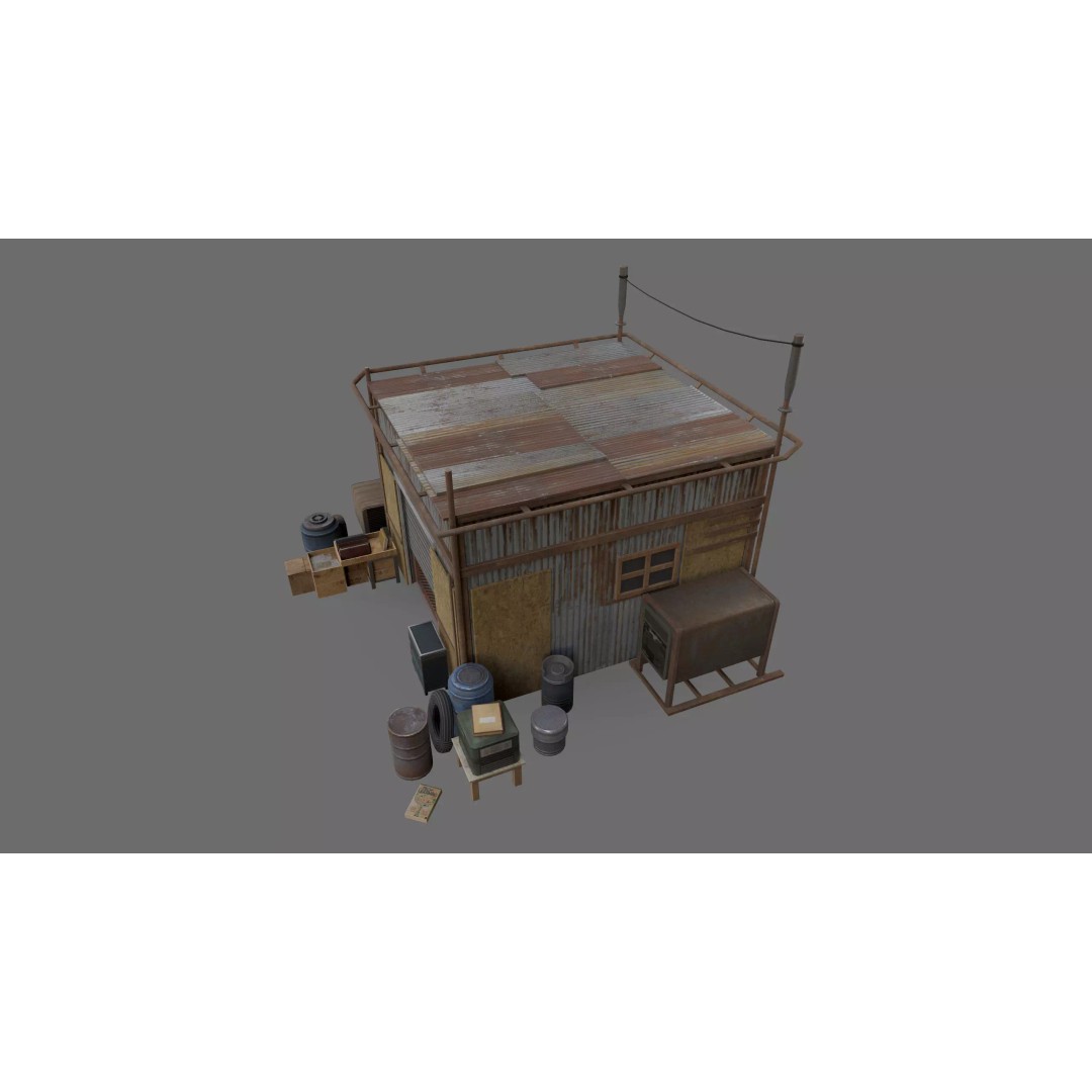 Post-Apocalyptic Industrial Factory 3D Model – Low Poly Game Asset, FBX - View 14