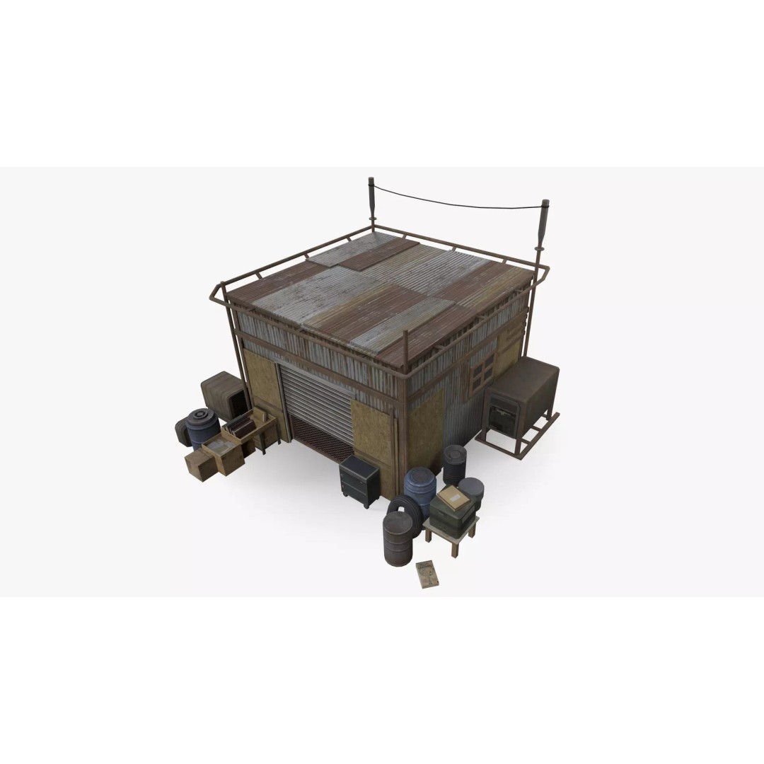 Post-Apocalyptic Industrial Factory 3D Model – Low Poly Game Asset, FBX - View 2