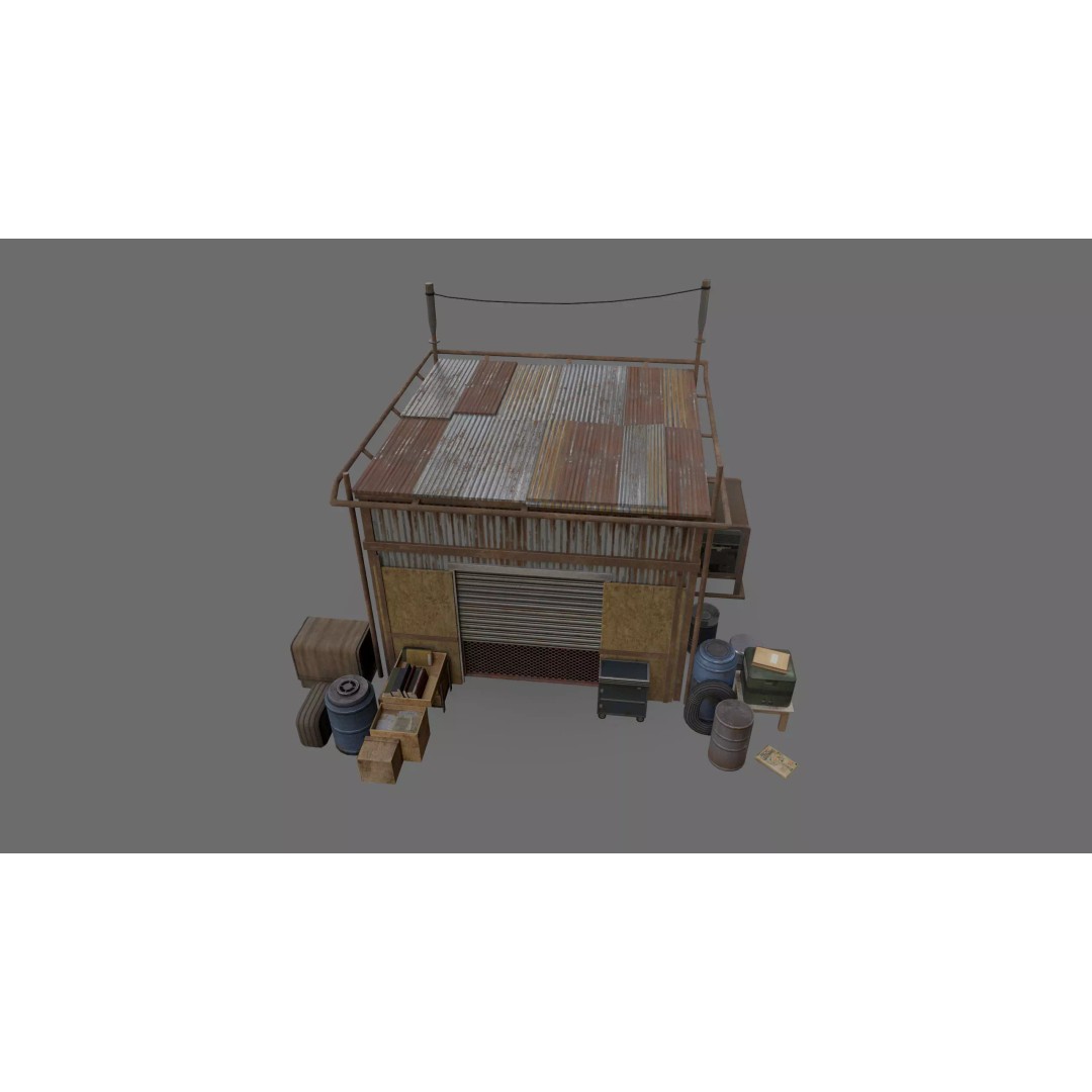 Post-Apocalyptic Industrial Factory 3D Model – Low Poly Game Asset, FBX - View 4