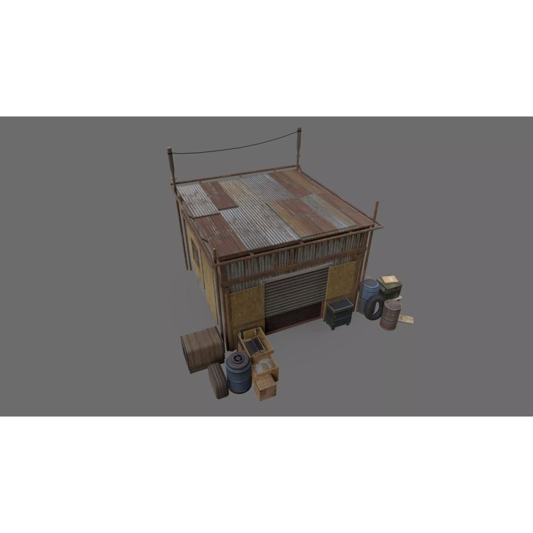 Post-Apocalyptic Industrial Factory 3D Model – Low Poly Game Asset, FBX - View 5