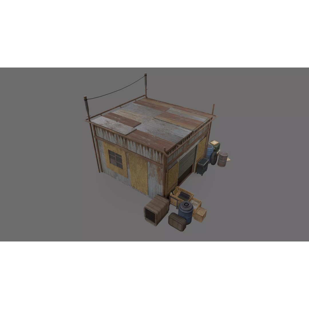 Post-Apocalyptic Industrial Factory 3D Model – Low Poly Game Asset, FBX - View 6
