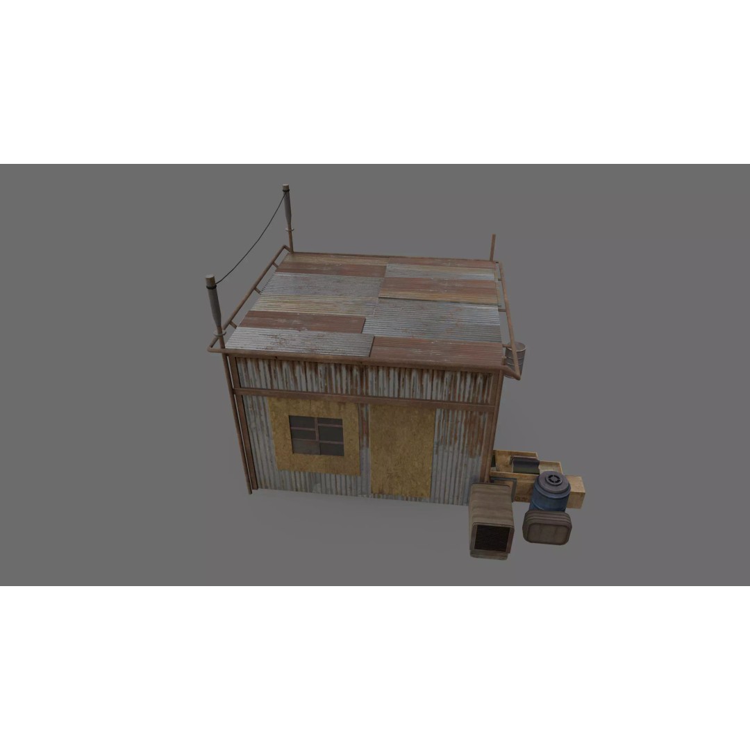 Post-Apocalyptic Industrial Factory 3D Model – Low Poly Game Asset, FBX - View 7