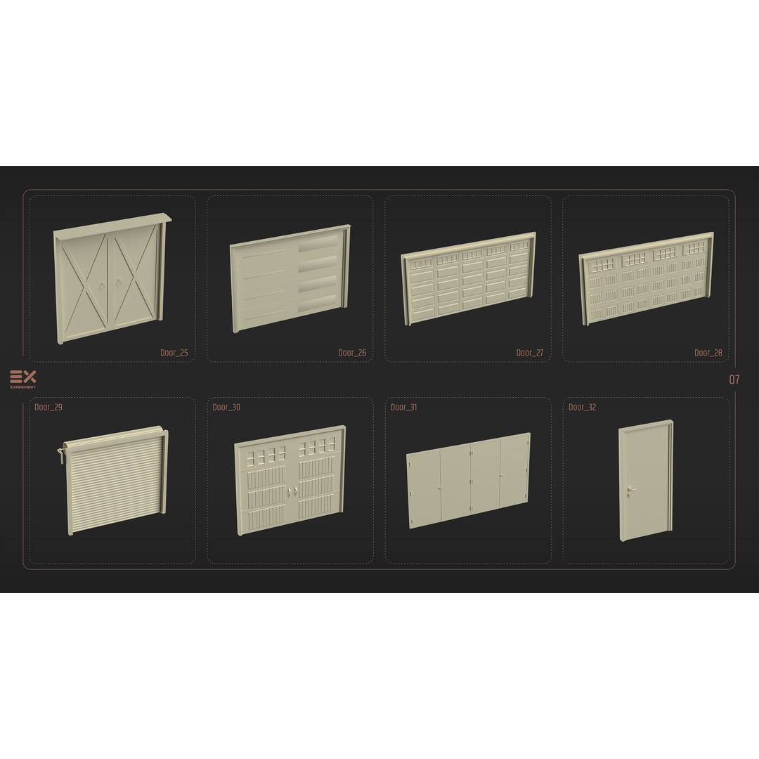 Doors and Windows 3D Model – Low Poly Architectural Asset, FBX, OBJ - View 10