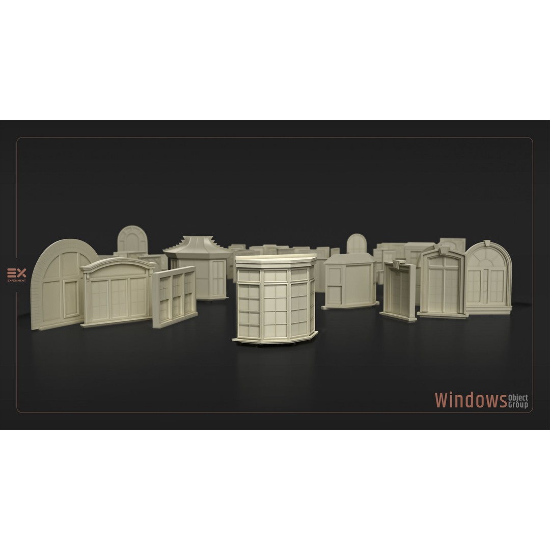 Doors and Windows 3D Model – Low Poly Architectural Asset, FBX, OBJ - View 12