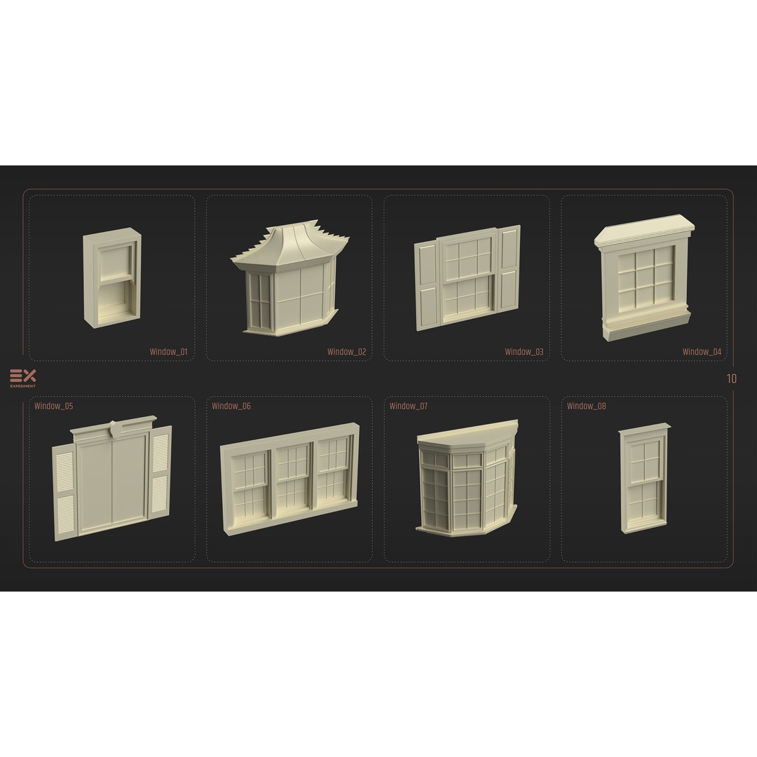 Doors and Windows 3D Model – Low Poly Architectural Asset, FBX, OBJ - View 13