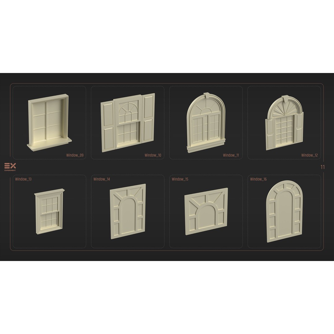 Doors and Windows 3D Model – Low Poly Architectural Asset, FBX, OBJ - View 14