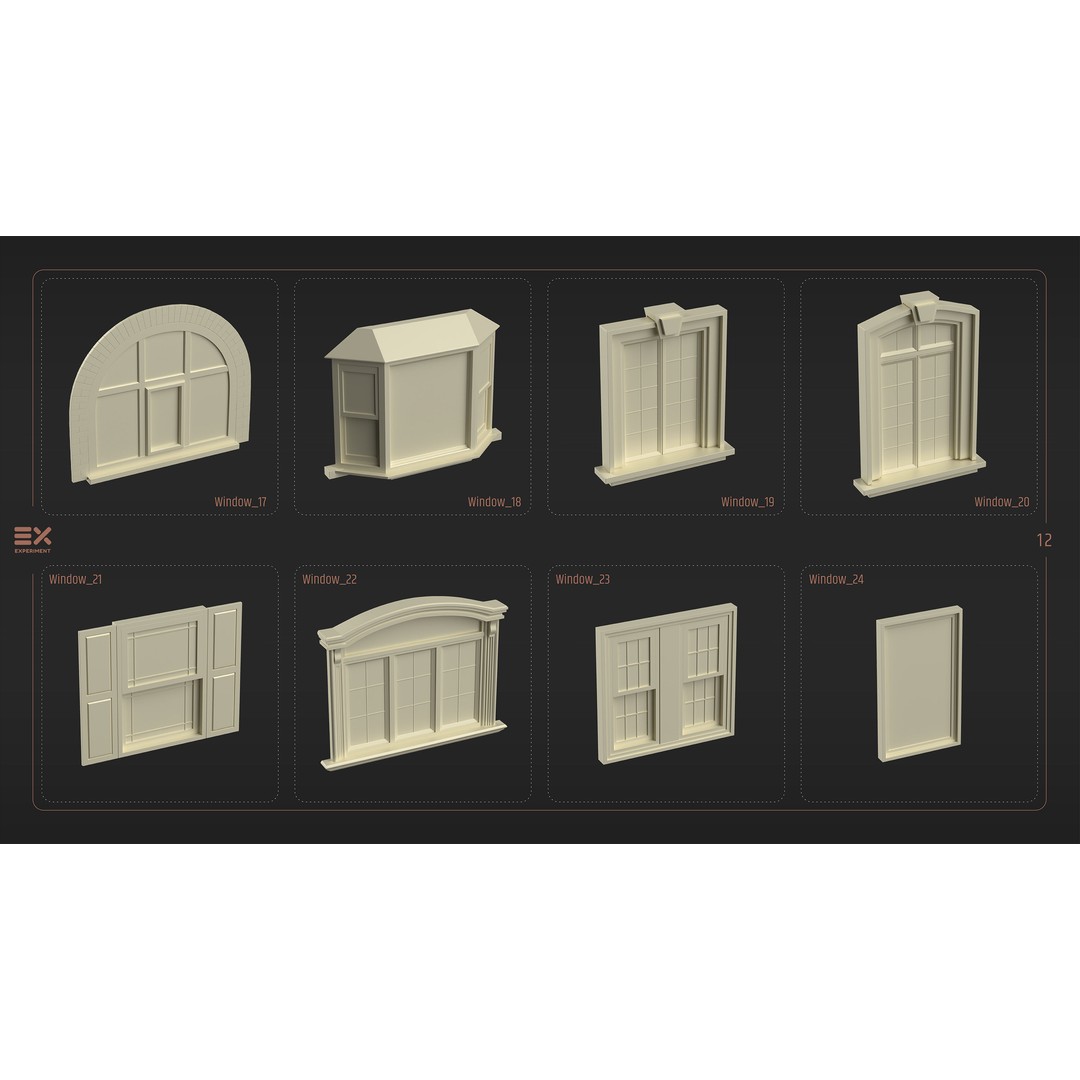 Doors and Windows 3D Model – Low Poly Architectural Asset, FBX, OBJ - View 15