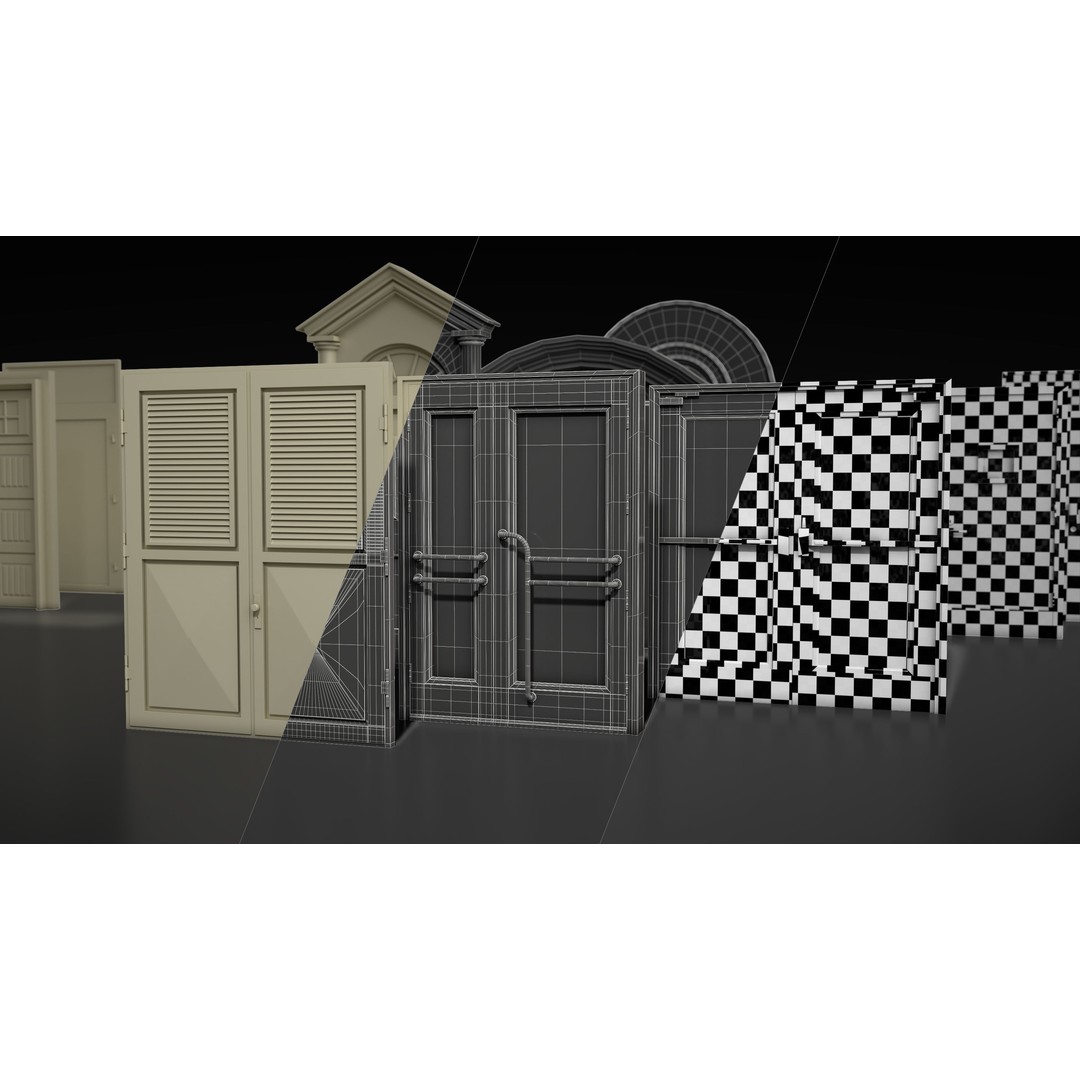 Doors and Windows 3D Model – Low Poly Architectural Asset, FBX, OBJ - View 4