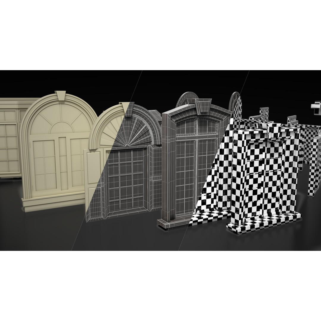 Doors and Windows 3D Model – Low Poly Architectural Asset, FBX, OBJ - View 5