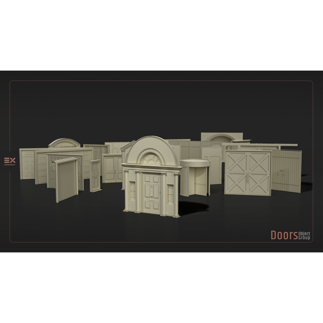 Doors and Windows 3D Model – Low Poly Architectural Asset, FBX, OBJ - View 6
