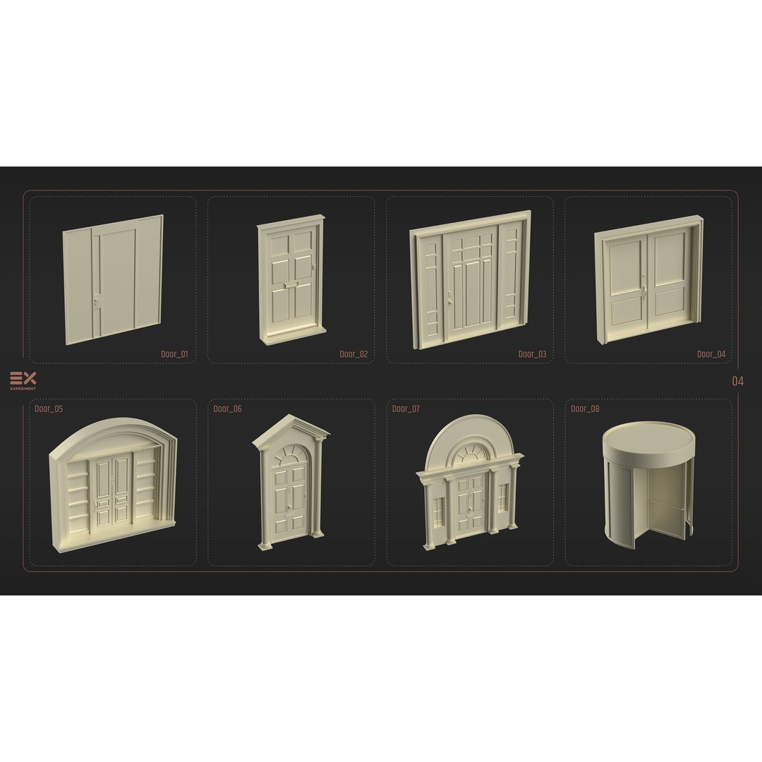 Doors and Windows 3D Model – Low Poly Architectural Asset, FBX, OBJ - View 7
