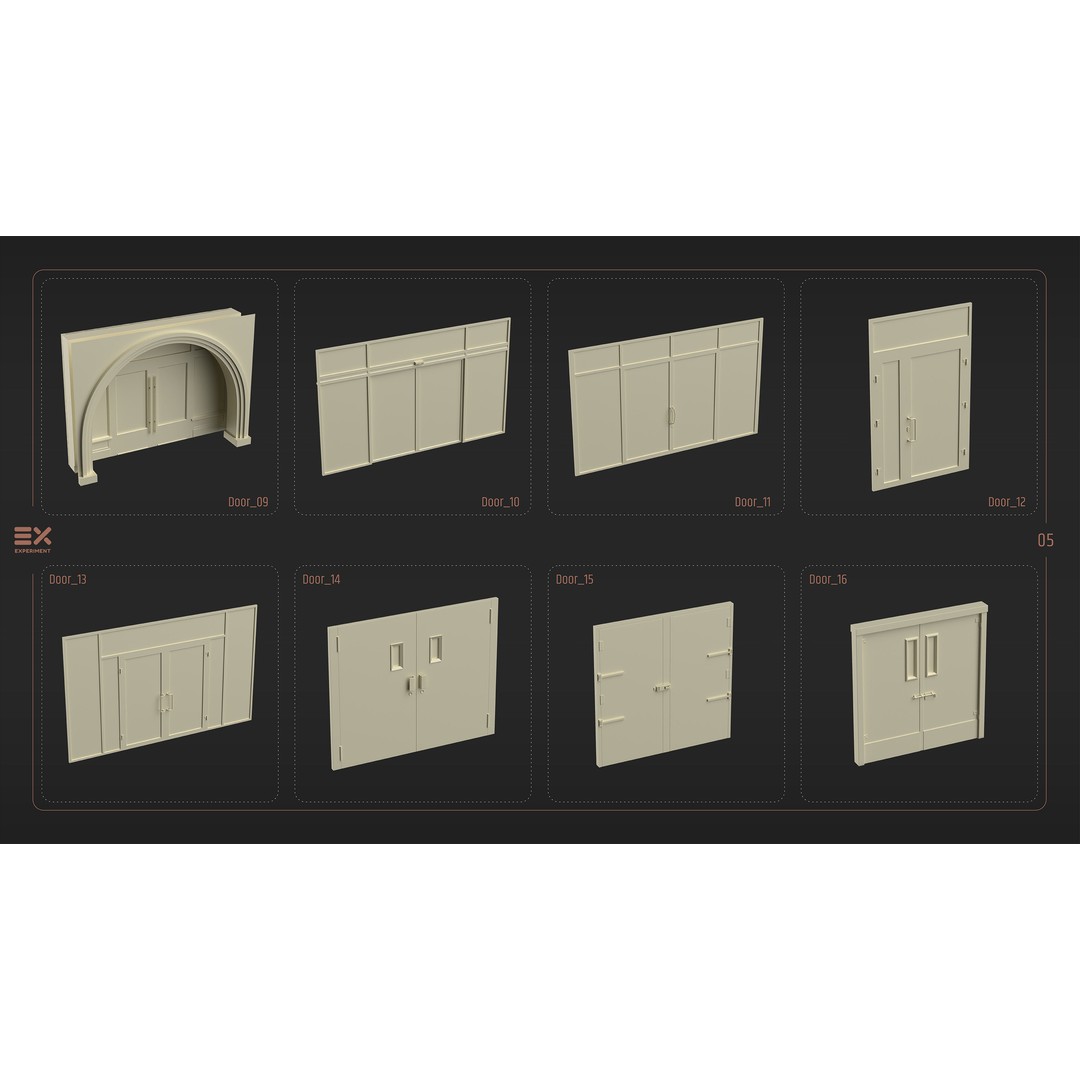 Doors and Windows 3D Model – Low Poly Architectural Asset, FBX, OBJ - View 8