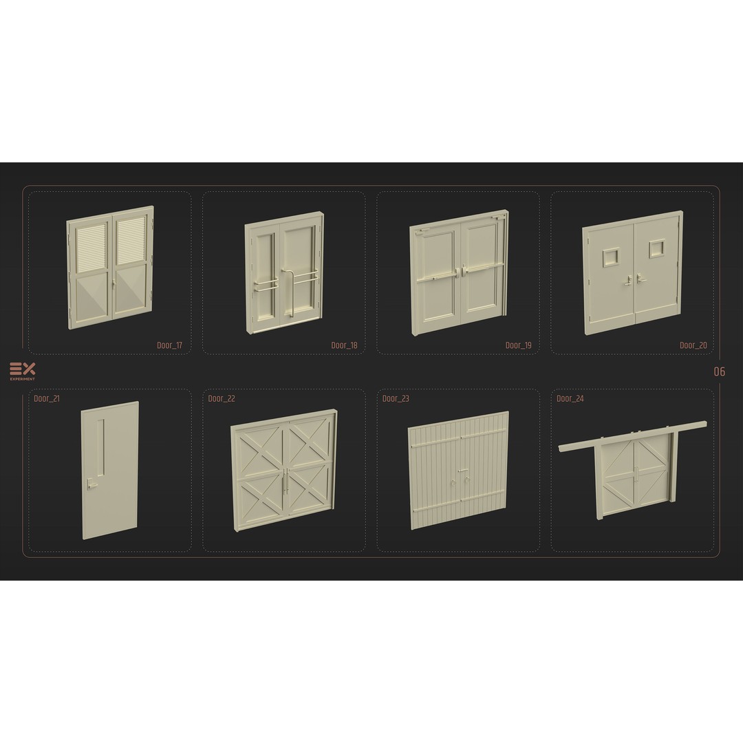 Doors and Windows 3D Model – Low Poly Architectural Asset, FBX, OBJ - View 9