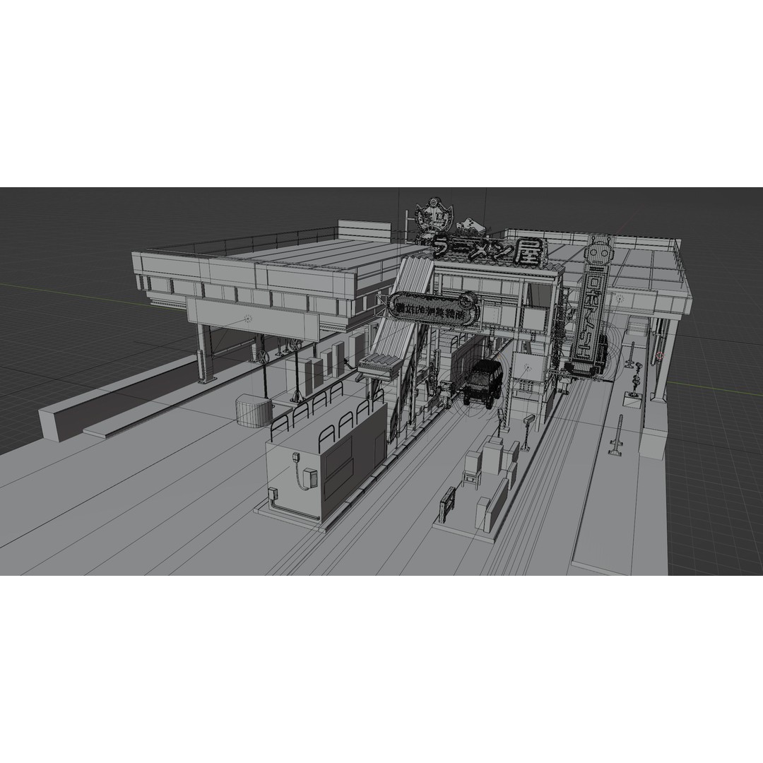 Cyberpunk Vehicle Toll Booth 3D Model – Low Poly Architectural Asset, Blender