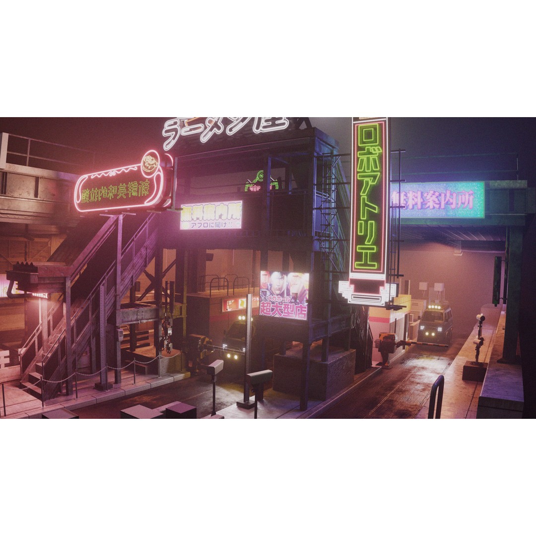 Cyberpunk Vehicle Toll Booth 3D Model – Low Poly Architectural Asset, Blender - View 11