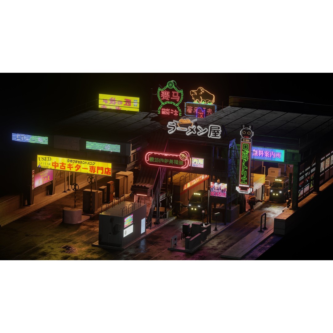 Cyberpunk Vehicle Toll Booth 3D Model – Low Poly Architectural Asset, Blender - View 12