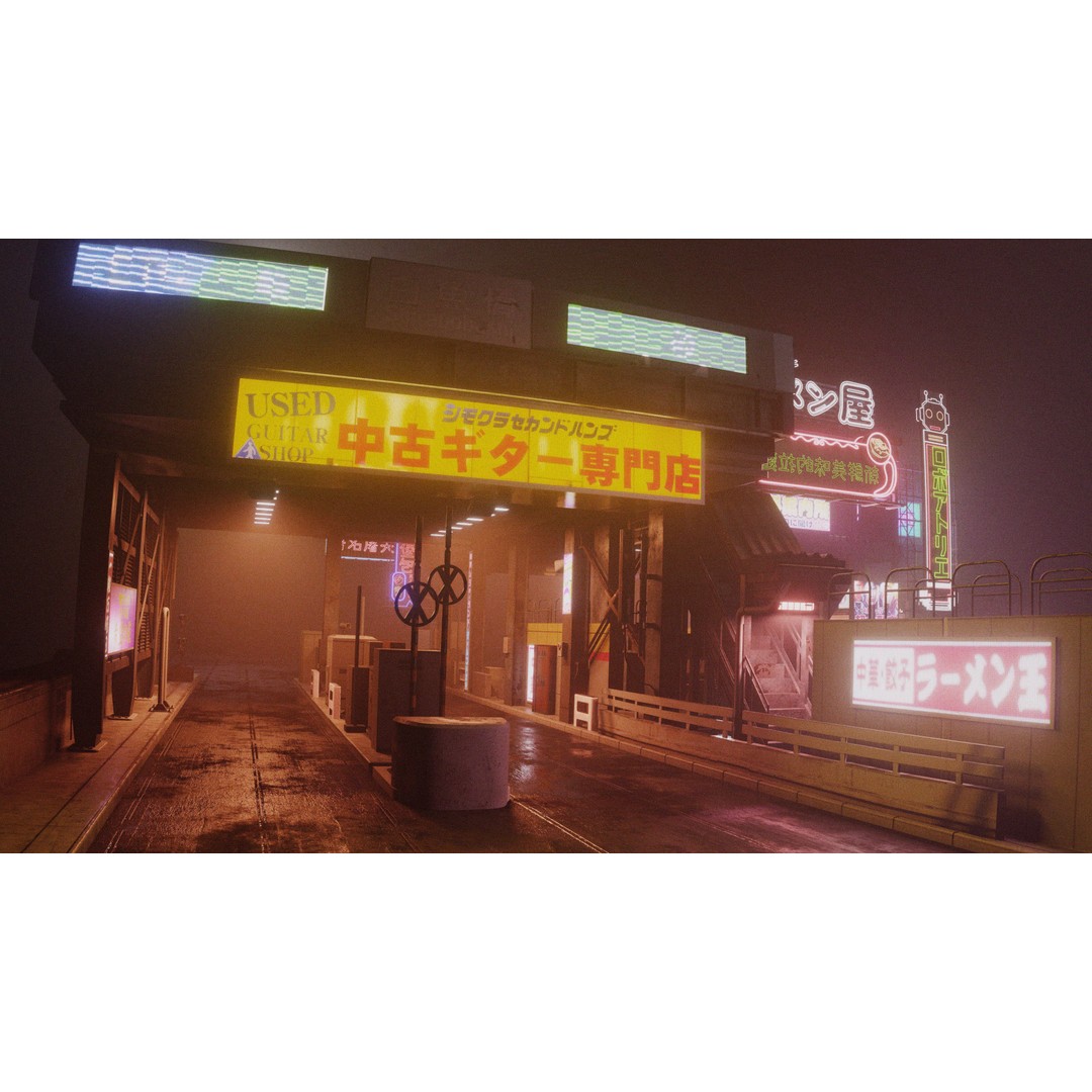 Cyberpunk Vehicle Toll Booth 3D Model – Low Poly Architectural Asset, Blender - View 13
