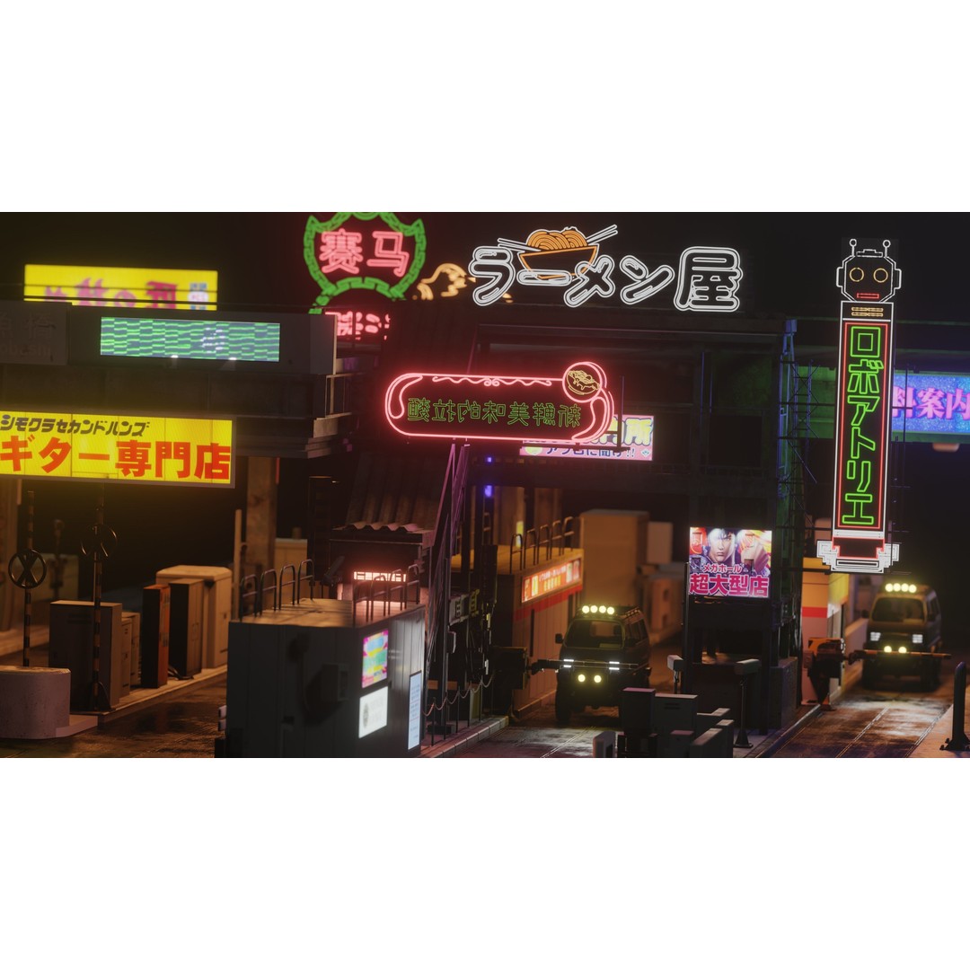 Cyberpunk Vehicle Toll Booth 3D Model – Low Poly Architectural Asset, Blender - View 14
