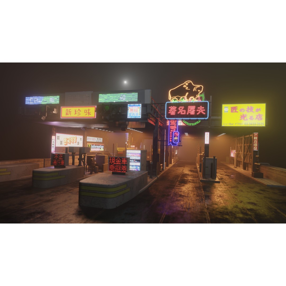 Cyberpunk Vehicle Toll Booth 3D Model – Low Poly Architectural Asset, Blender - View 16