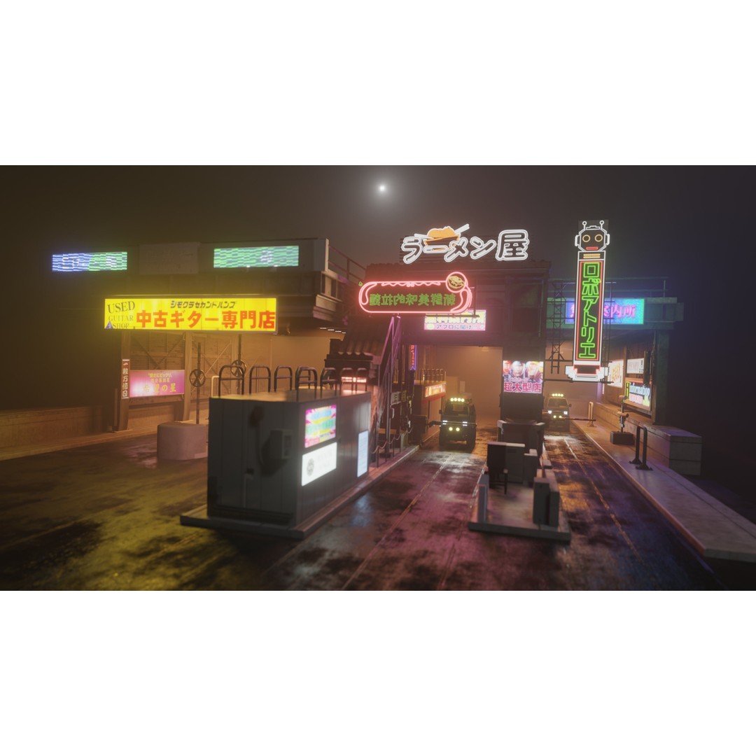 Cyberpunk Vehicle Toll Booth 3D Model – Low Poly Architectural Asset, Blender - View 18