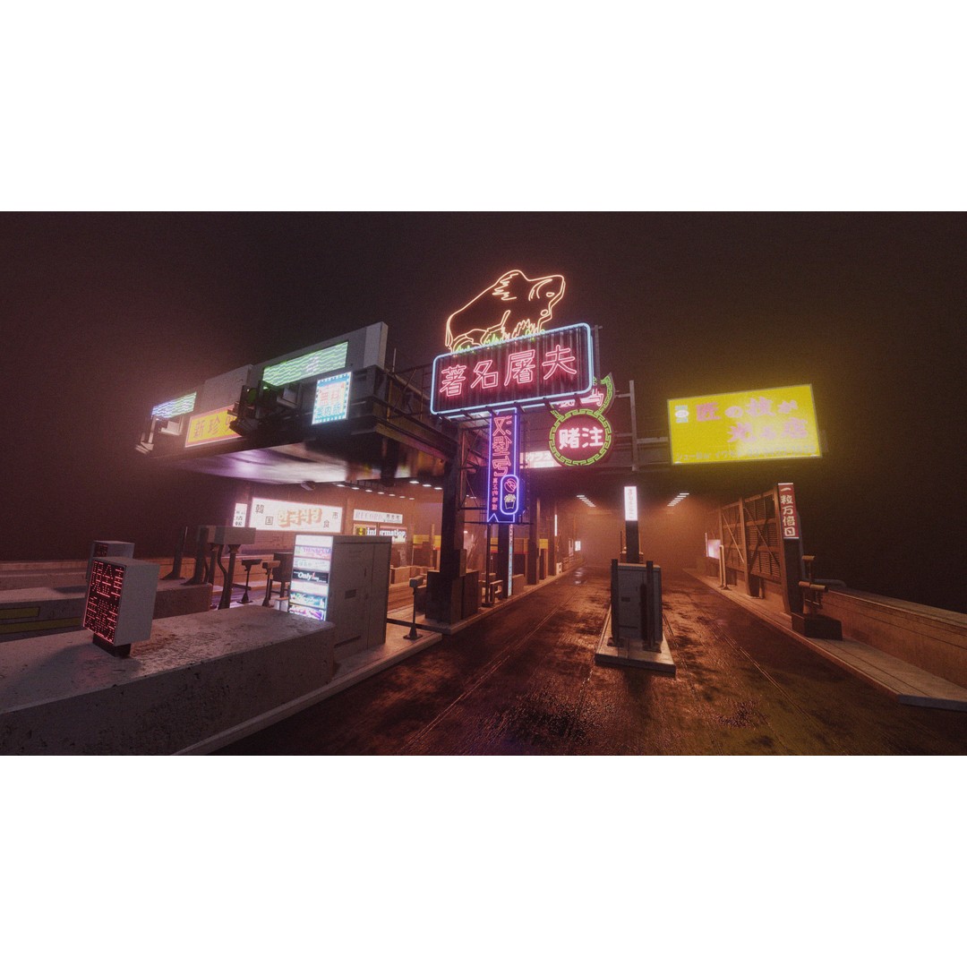 Cyberpunk Vehicle Toll Booth 3D Model – Low Poly Architectural Asset, Blender - View 19