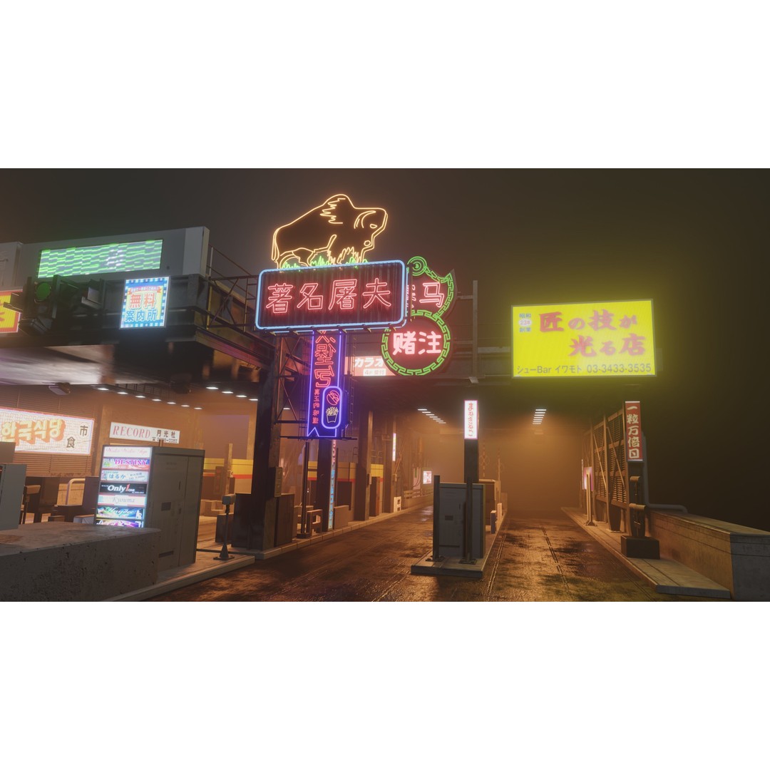 Cyberpunk Vehicle Toll Booth 3D Model – Low Poly Architectural Asset, Blender - View 3