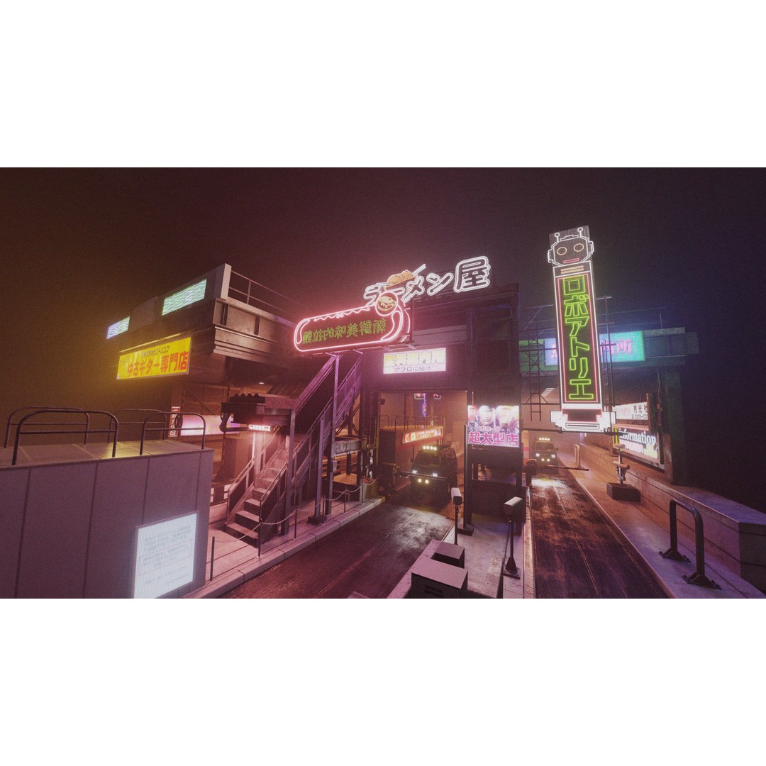 Cyberpunk Vehicle Toll Booth 3D Model – Low Poly Architectural Asset, Blender - View 4