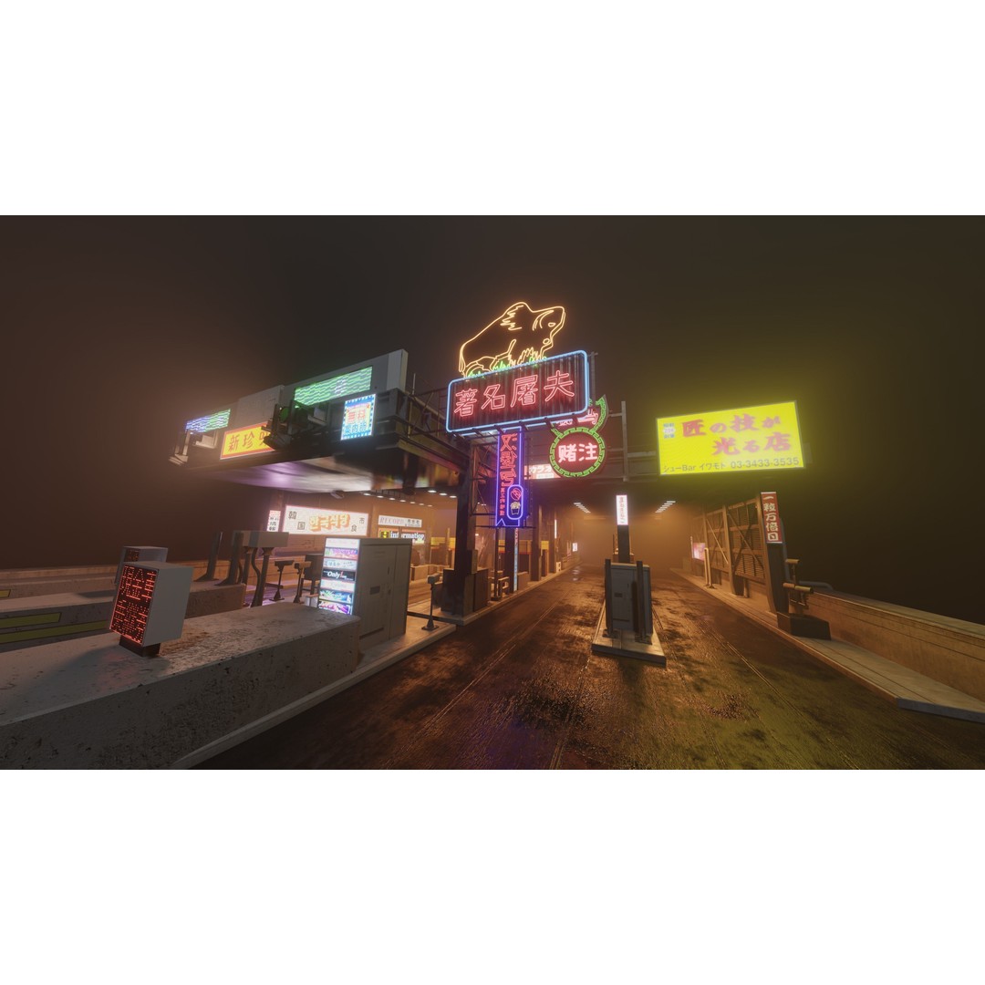 Cyberpunk Vehicle Toll Booth 3D Model – Low Poly Architectural Asset, Blender - View 5