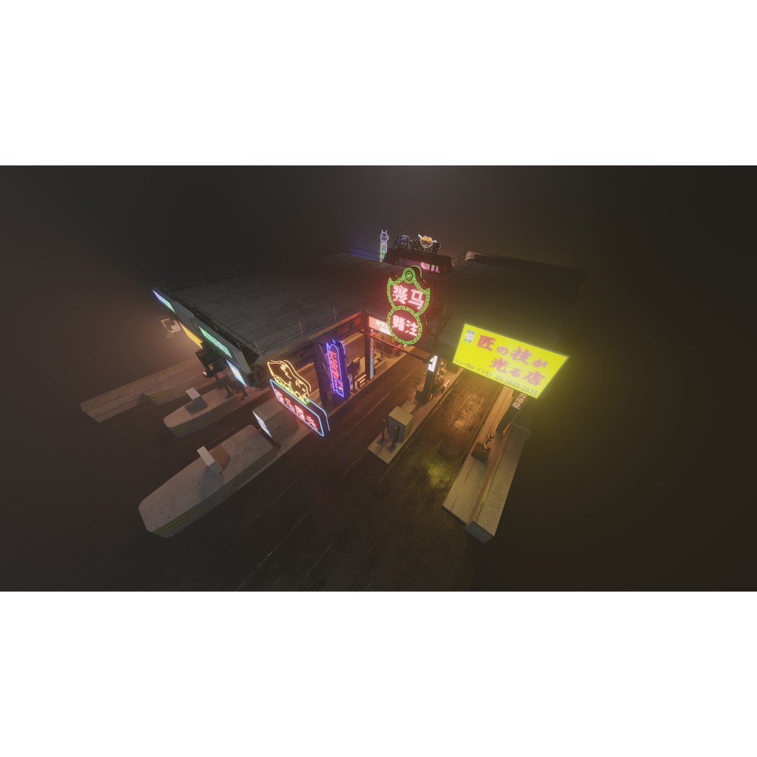 Cyberpunk Vehicle Toll Booth 3D Model – Low Poly Architectural Asset, Blender - View 6