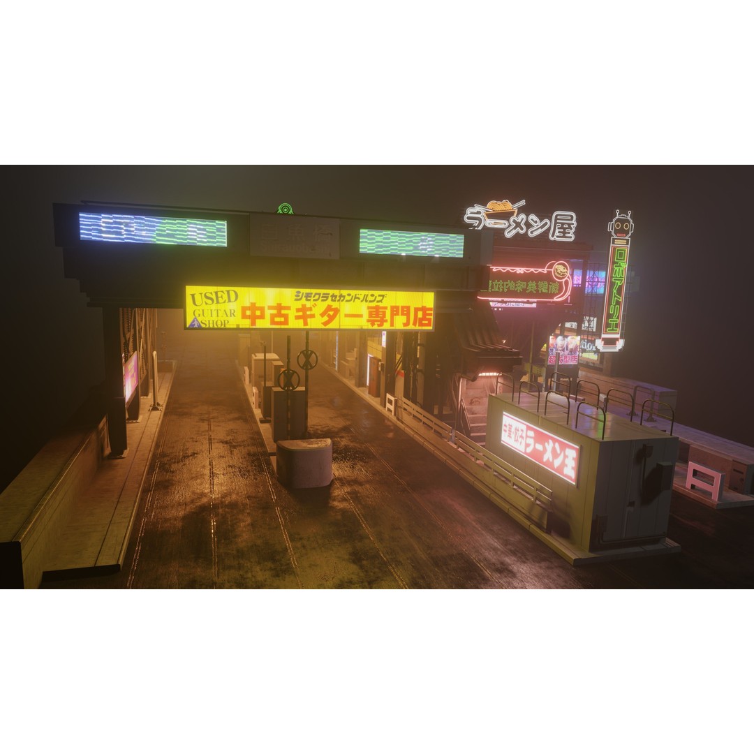 Cyberpunk Vehicle Toll Booth 3D Model – Low Poly Architectural Asset, Blender - View 7