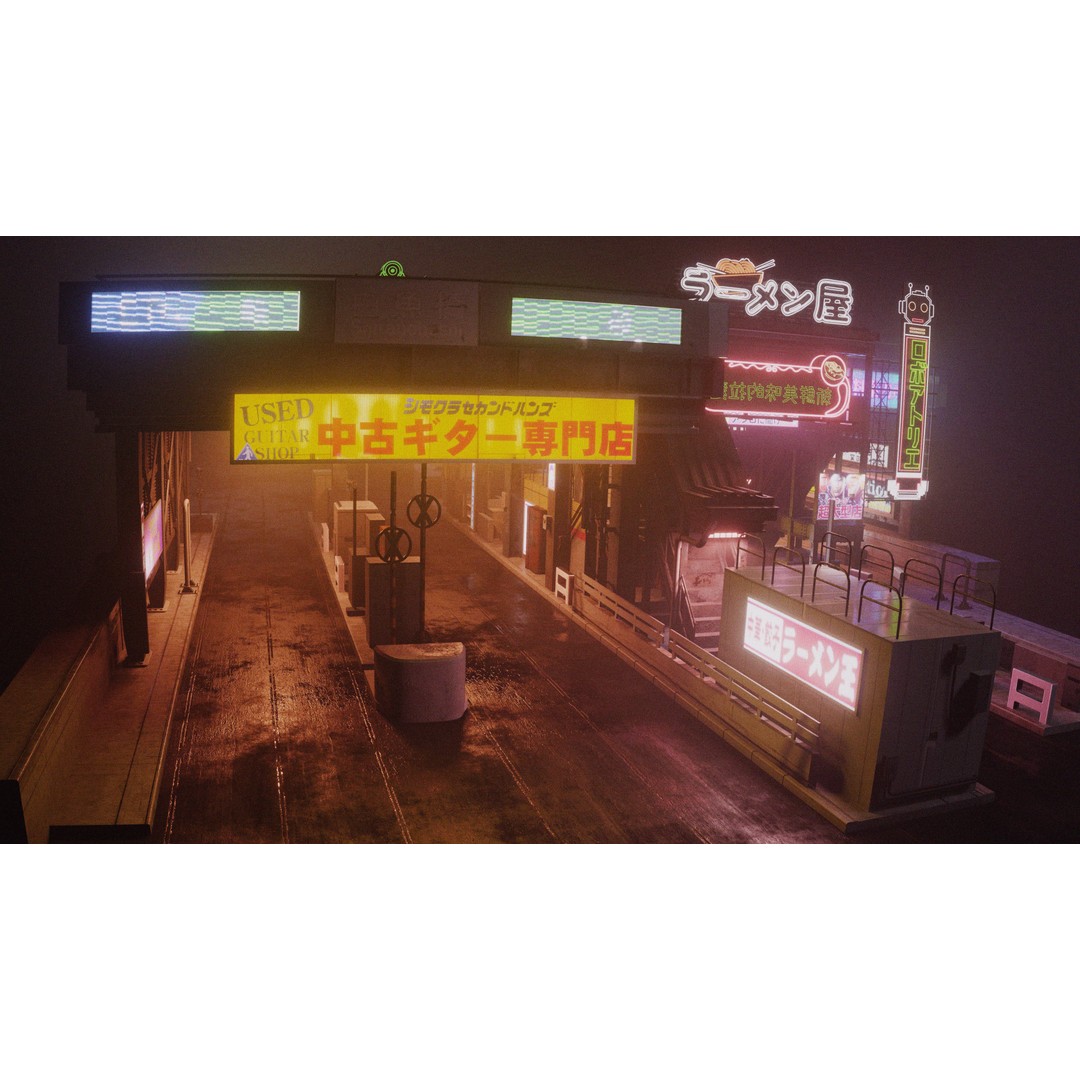 Cyberpunk Vehicle Toll Booth 3D Model – Low Poly Architectural Asset, Blender - View 8