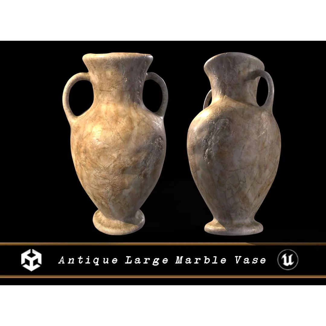 Antique Large Marble Vase 3D Model – Low Poly PBR Asset, FBX, OBJ - View 2