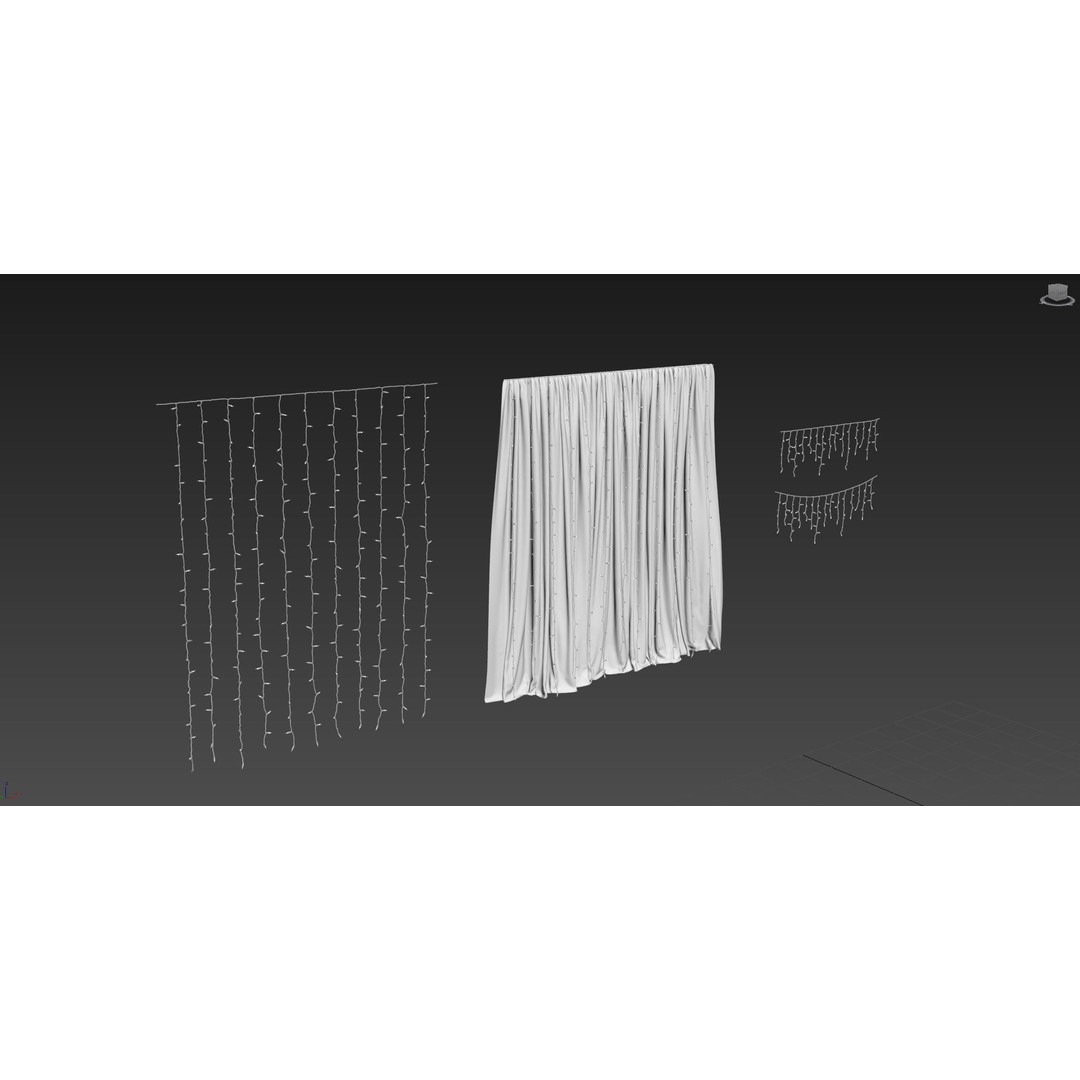Garland and Bulb String 3D Model – High Poly Lighting Asset, FBX