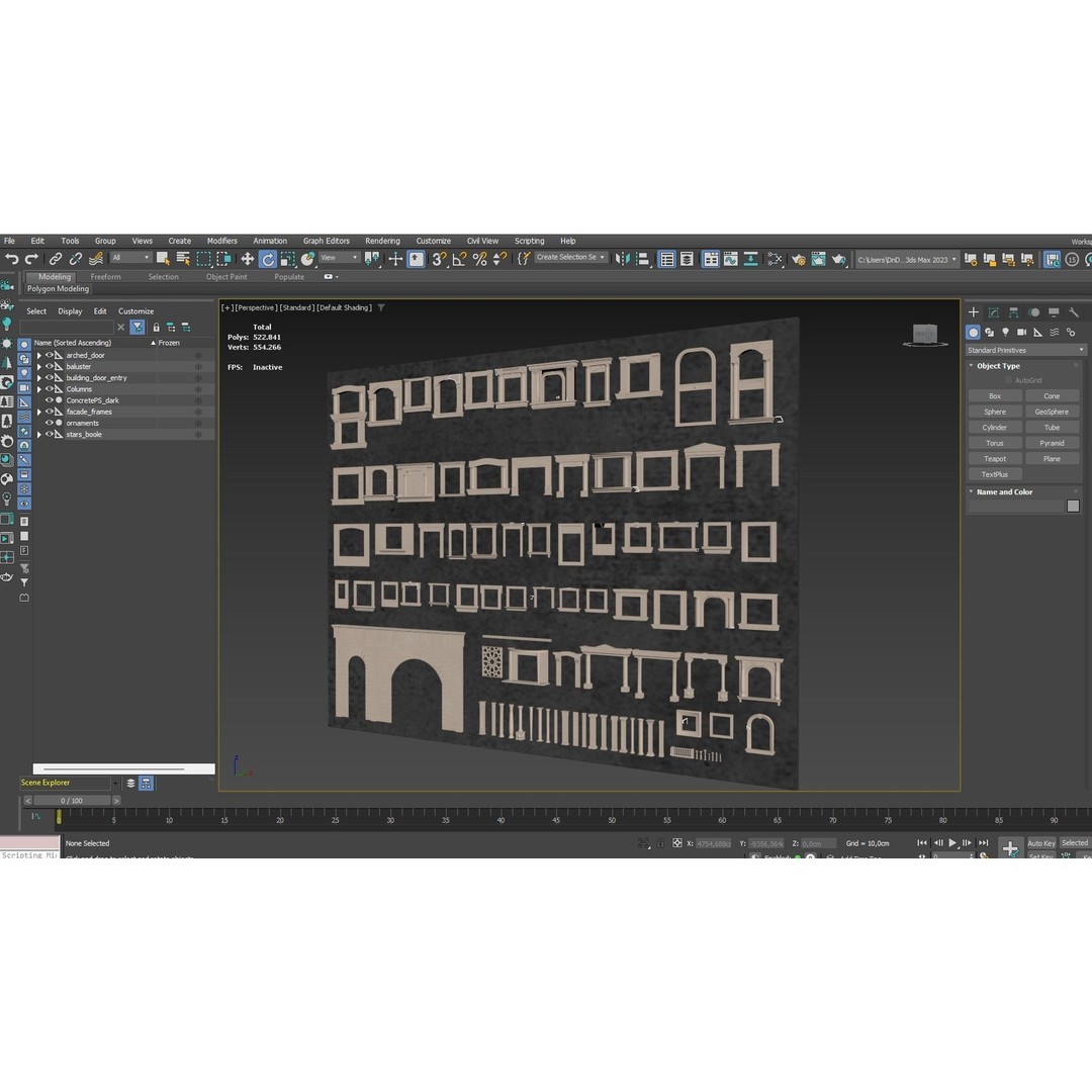 Building Facade Precast Frame Collection 3D Model – Architectural Exterior Elements, FBX, Blender