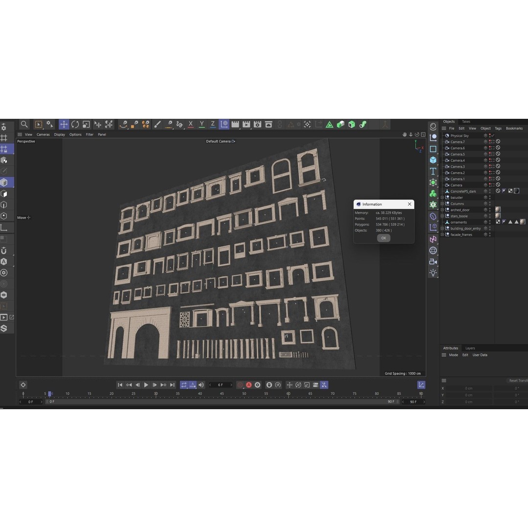 Building Facade Precast Frame Collection 3D Model – Architectural Exterior Elements, FBX, Blender - View 19