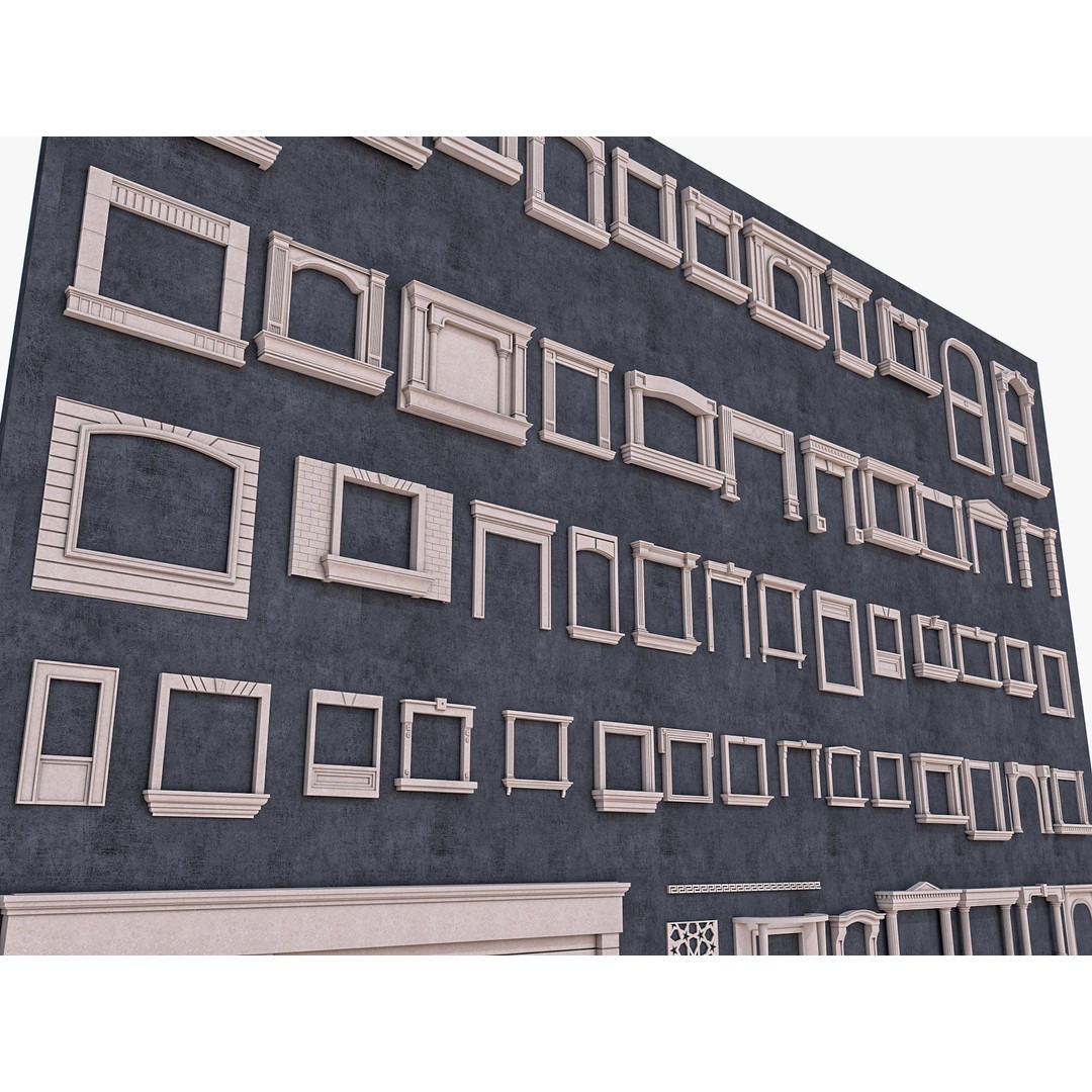 Building Facade Precast Frame Collection 3D Model – Architectural Exterior Elements, FBX, Blender - View 9