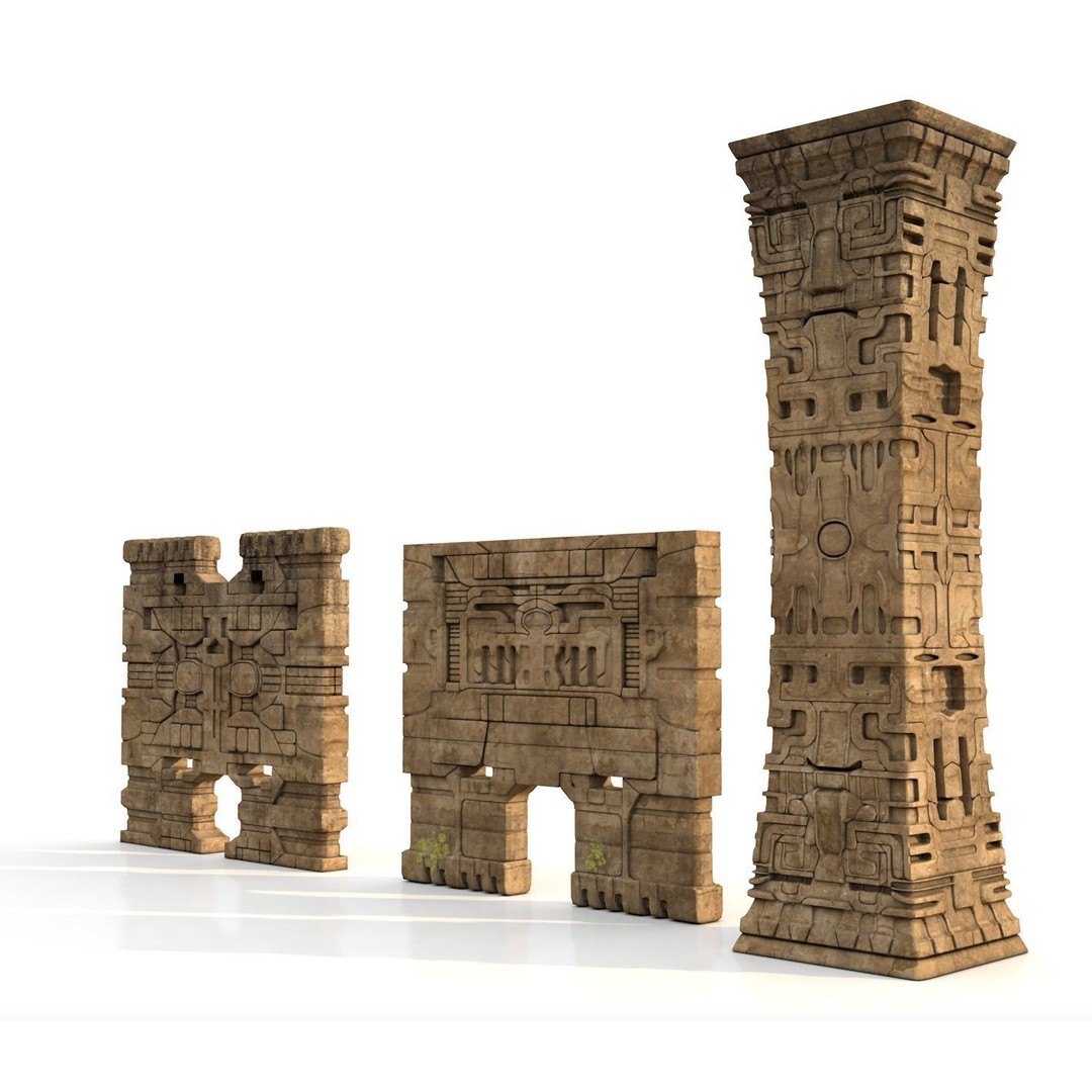 Pre-Columbian Architectural Complex 3D Model – Historic Detail, FBX & OBJ - View 15