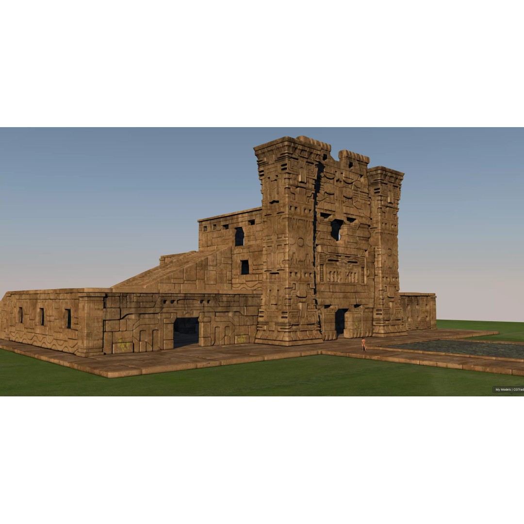 Pre-Columbian Architectural Complex 3D Model – Historic Detail, FBX & OBJ - View 2