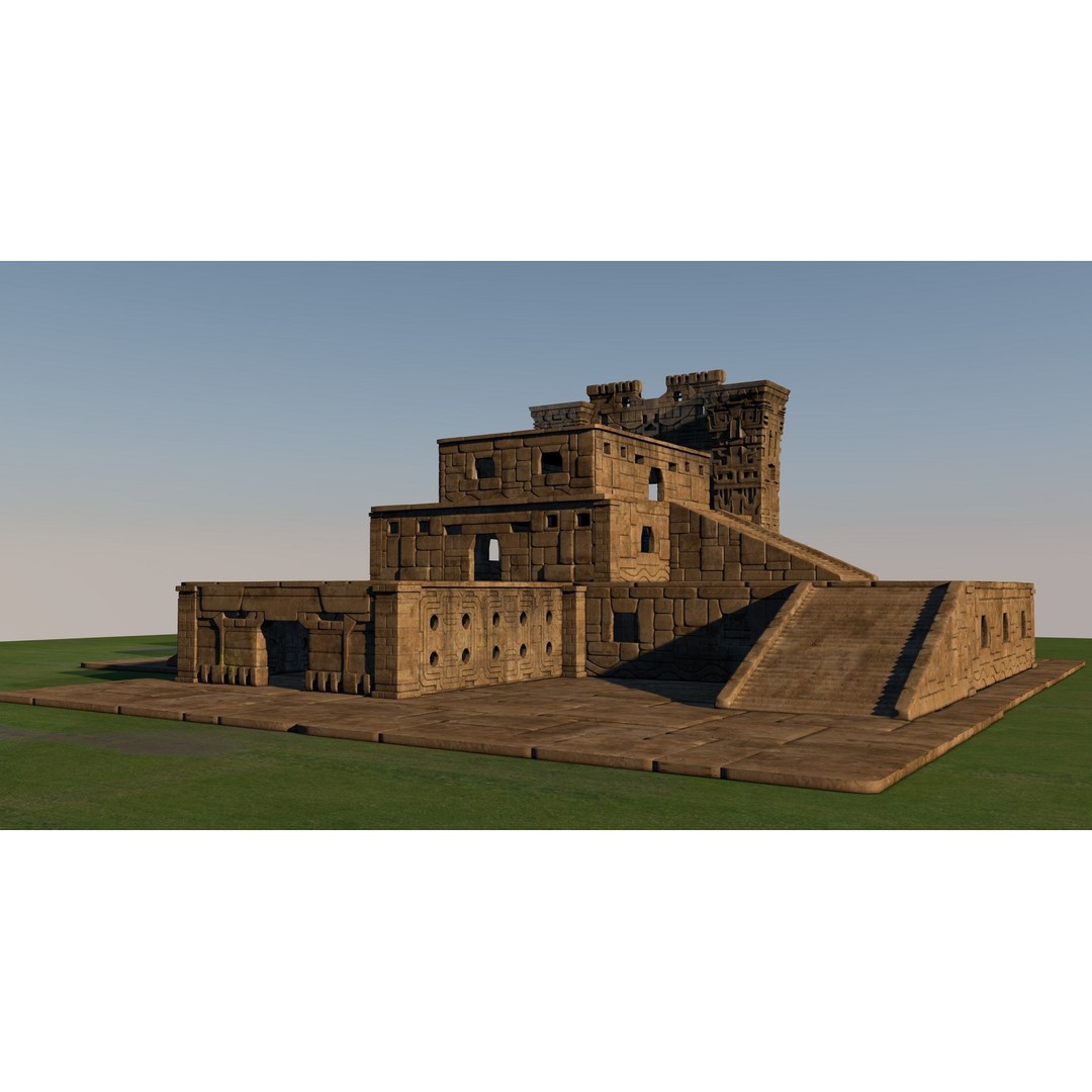 Pre-Columbian Architectural Complex 3D Model – Historic Detail, FBX & OBJ - View 5