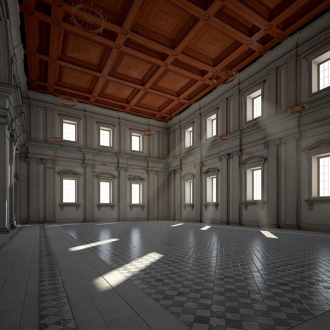 Ancient Temple Courtyard 3D Model – Classical Style, Vray Textured - View 20
