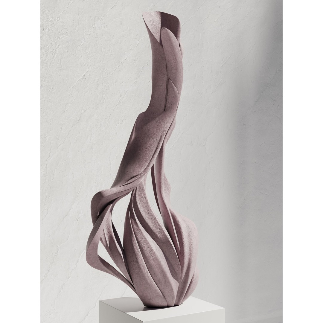 Plant Growth Sculpture 3D Model – Abstract Organic Decor, PBR Textures - View 3