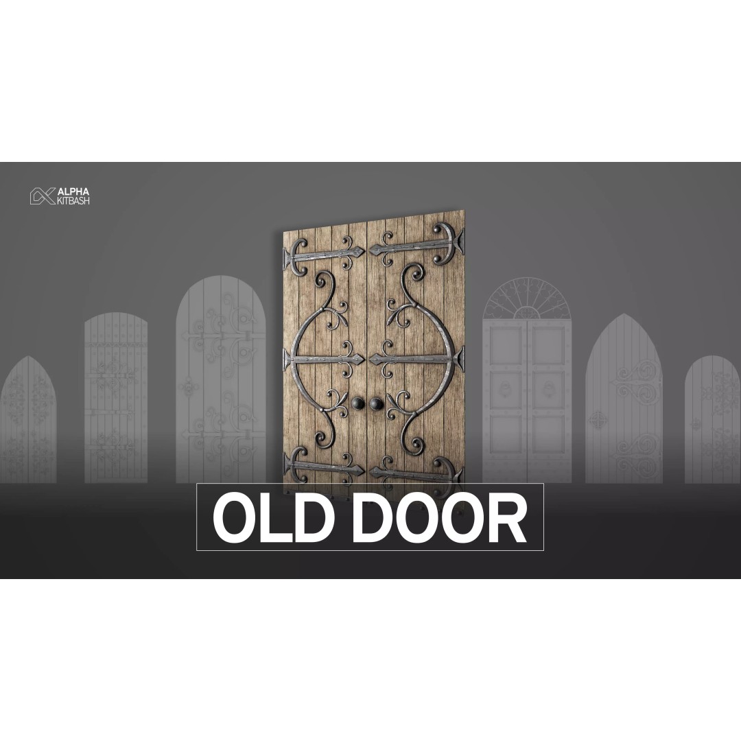 Old Door 3D Model – Vintage Architectural Basemesh, FBX & OBJ - View 2