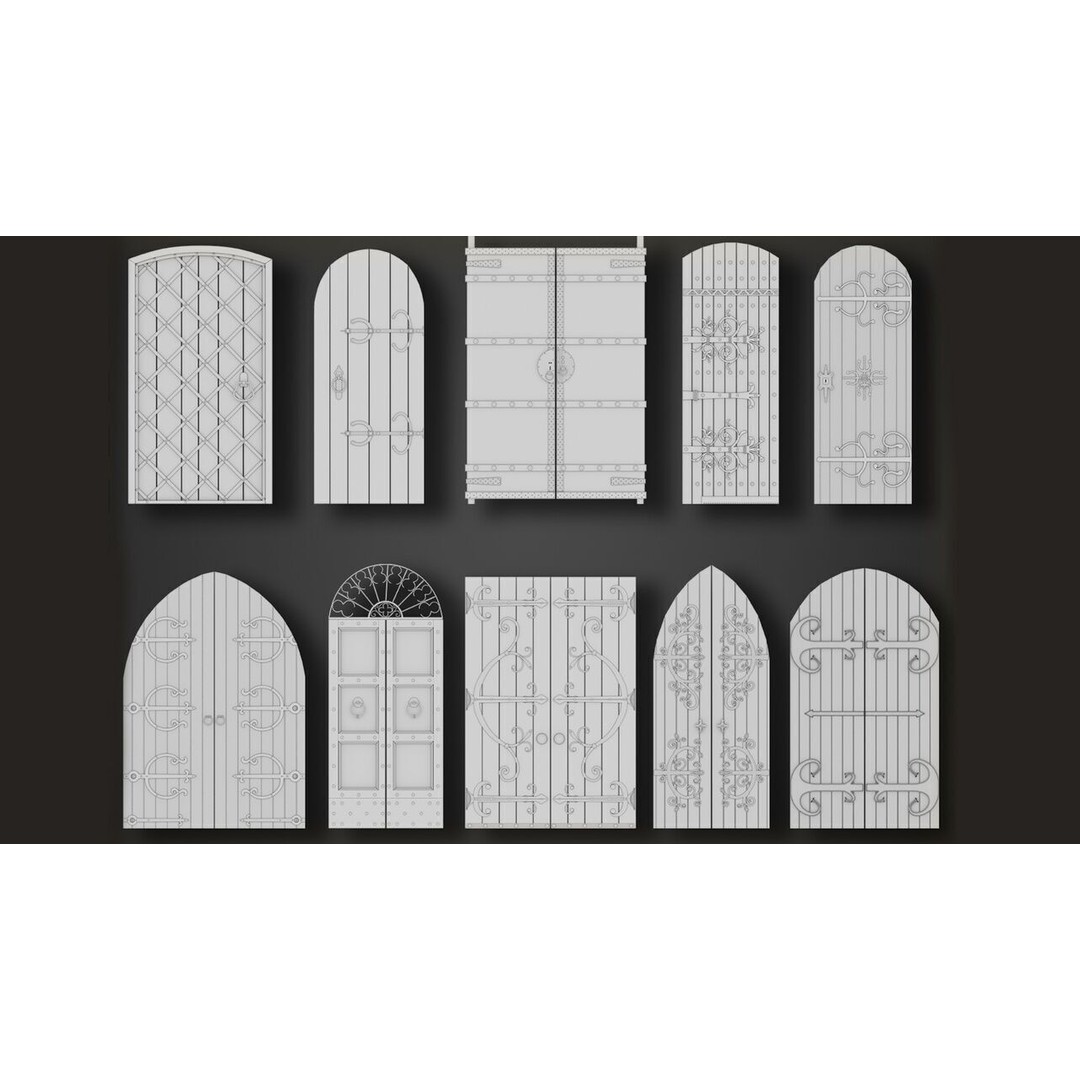 Old Door 3D Model – Vintage Architectural Basemesh, FBX & OBJ - View 3