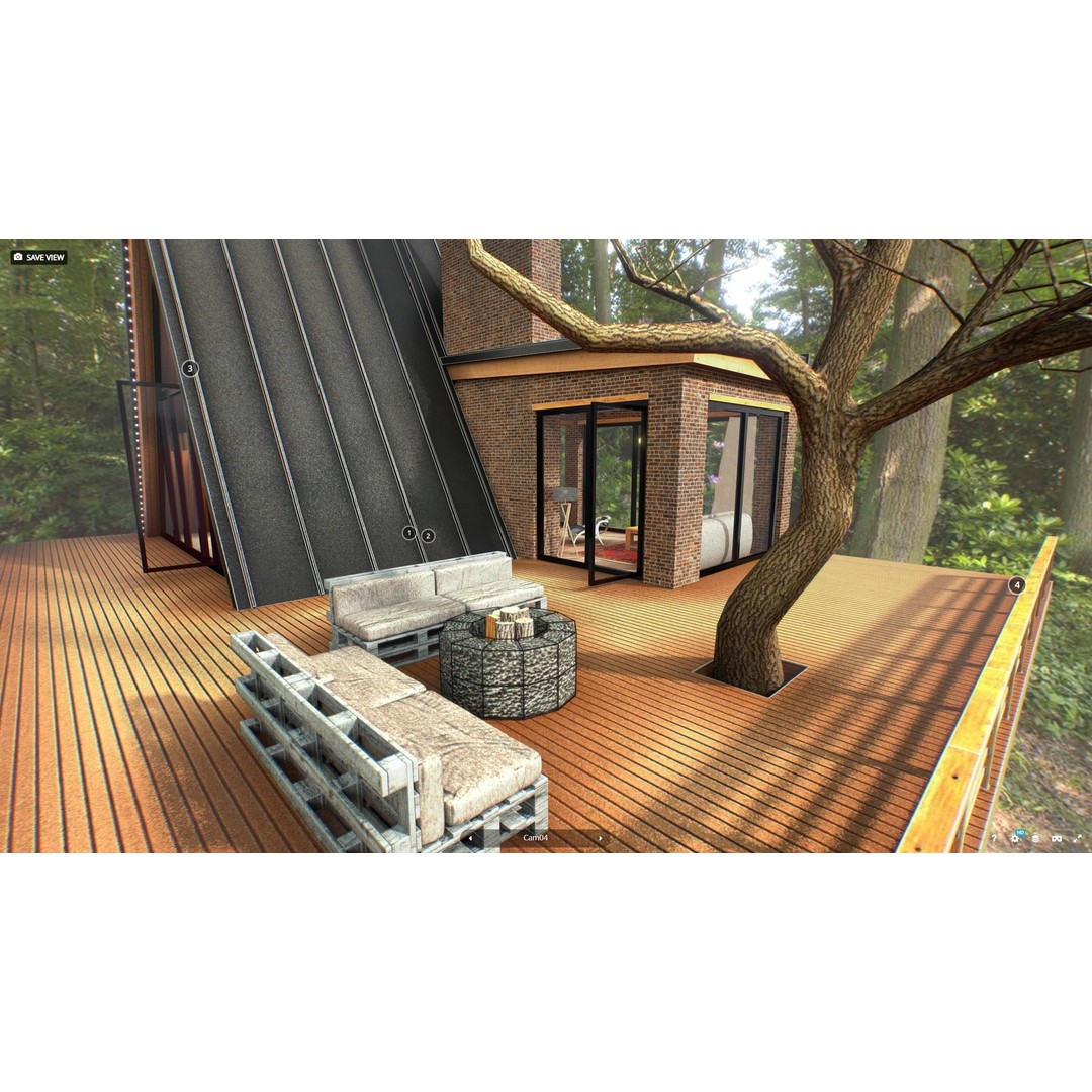VR Cabin 3D Model – Low Poly Architectural Asset, PBR, FBX