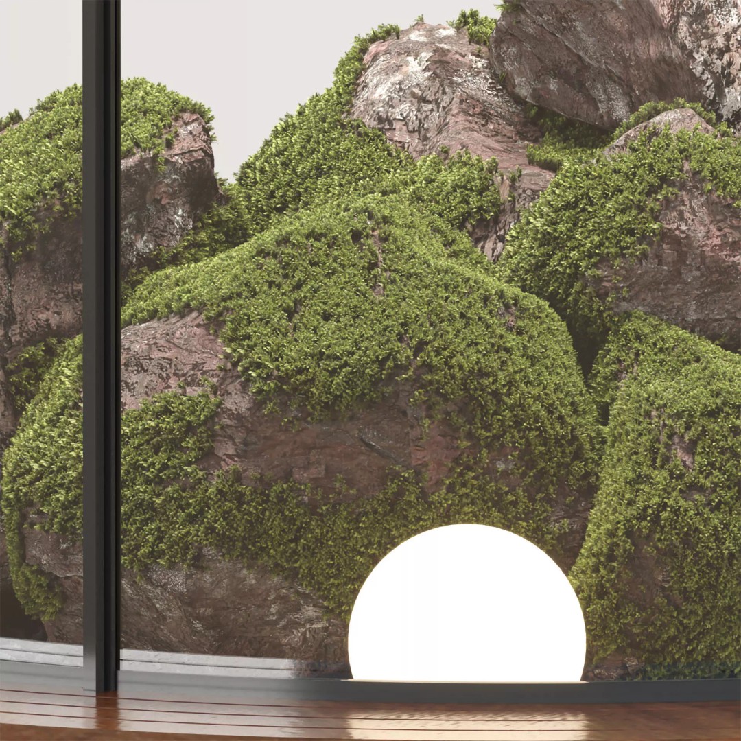 Mossy Rock Garden 3D Model – Natural Decorative Set for Interiors - View 6