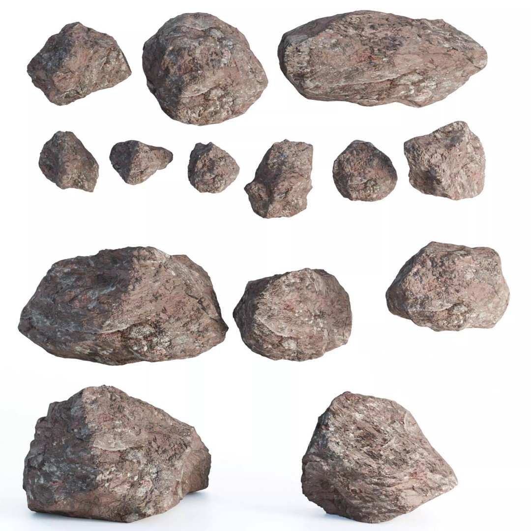 Mossy Rock Garden 3D Model – Natural Decorative Set for Interiors - View 7
