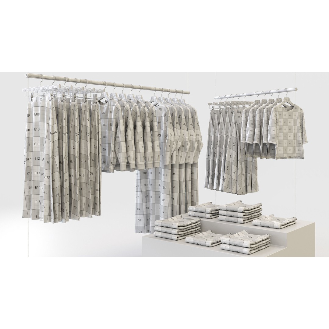 Smart Casual Womens Clothing 3D Model Set – Hanging & Folded Garments, FBX, Blender - View 4