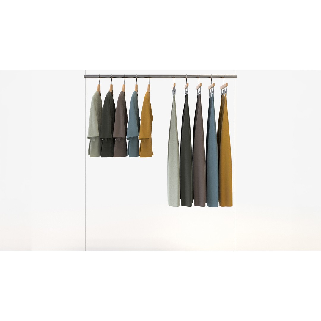Smart Casual Womens Clothing 3D Model Set – Hanging & Folded Garments, FBX, Blender - View 6