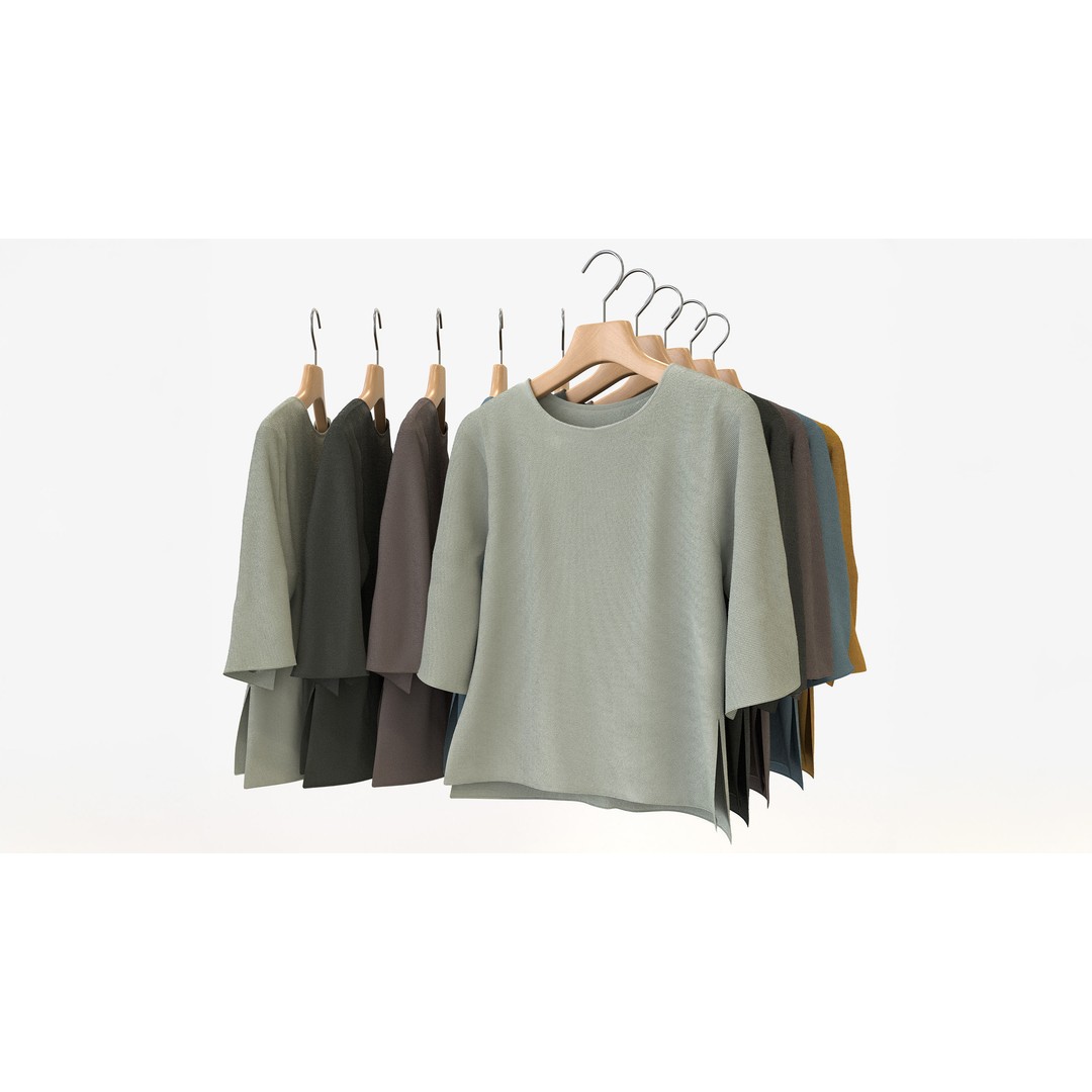 Smart Casual Womens Clothing 3D Model Set – Hanging & Folded Garments, FBX, Blender - View 7
