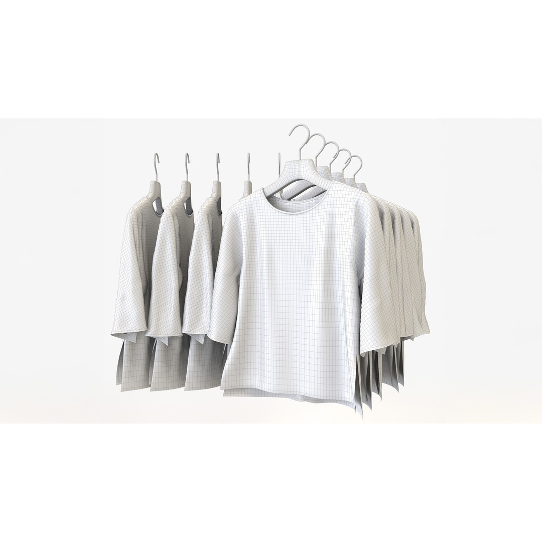 Smart Casual Womens Clothing 3D Model Set – Hanging & Folded Garments, FBX, Blender - View 9